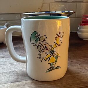 White Ceramic Mug with Mad Hatter Design
